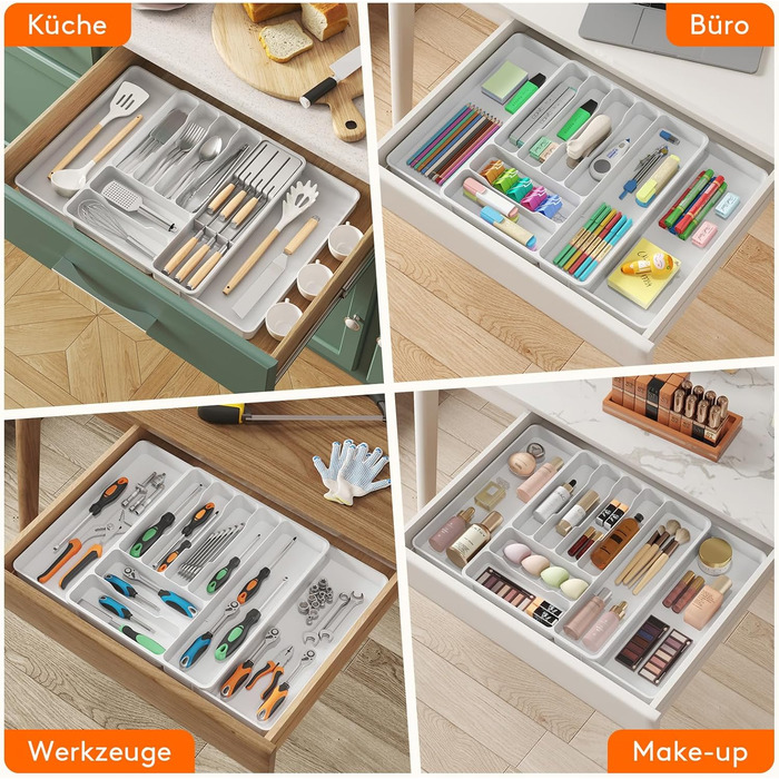 Органайзер для столових приладів 60 х 40 х 4,6 см білий Lifewit