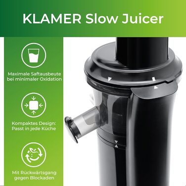 Соковижималка 150 Вт, чорна Slow Juicer Klamer