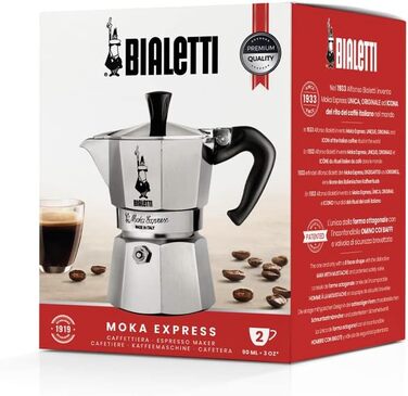 Кофеварка гейзерная 90 мл на 2 чашки Moka Express Bialetti