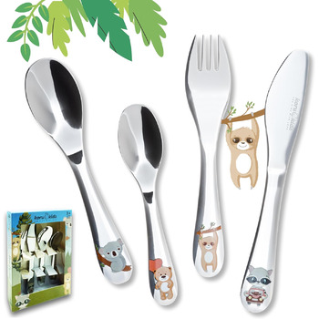 Дитячі столові прибори Звірятки, набір 4 предмети Koru Kids