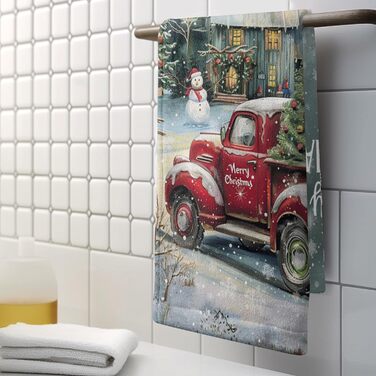 Різдвяні кухонні рушники Kwlegh, рушник для рук, різдвяна ялинка, цукерка-тростина, сніжинка, рушник для пальців, набір з 2 шт. , милий чоловічий банний рушник, високопоглинаючі рушники, 36 x (різдвяна вантажівка)