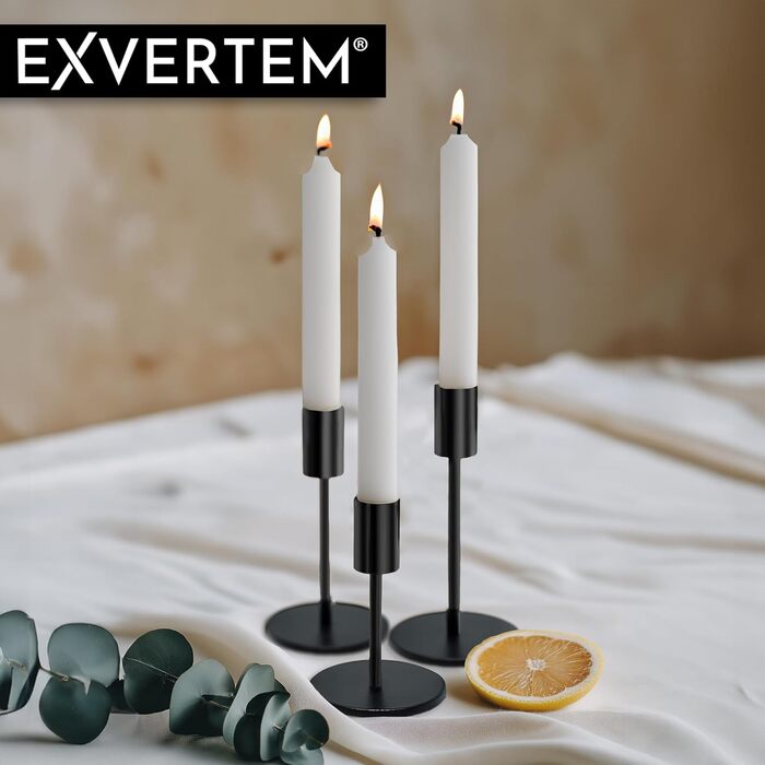 Набор из 3 черных подсвечников EXVERTEM