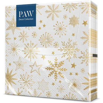 Серветки 3-шарові (33 x 33 см) I 20 шт. I Різнокольорові паперові серветки, ідеальні для різдвяного столу I Серветки - Різдво, зима, зірки, сніг, сніговики I (Блискучі сніжинки)