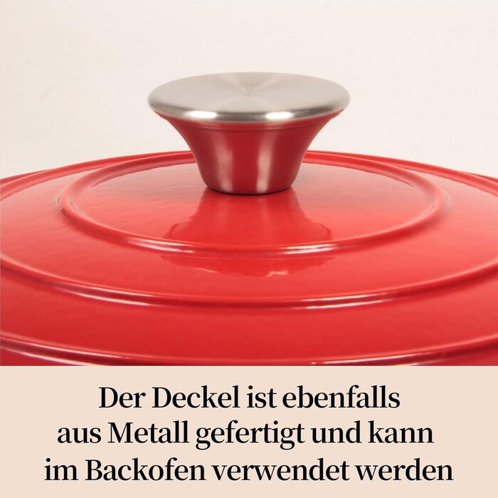 Чавунна форма для запікання 24 см, емальована з кришкою, включаючи 1 пару силіконових рукавиць Nilpferd