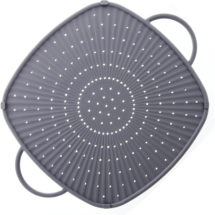 Силіконова підставка для посуду прямокутна 31x31 см з ручками, сірий Coolinato