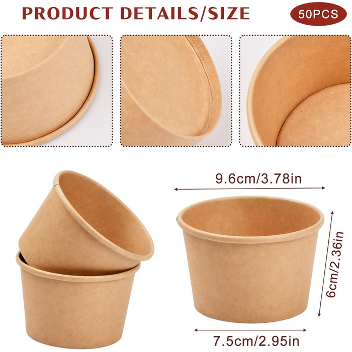 Набір паперові стаканчики для морозива 50 шт. 230 мл heavenlife