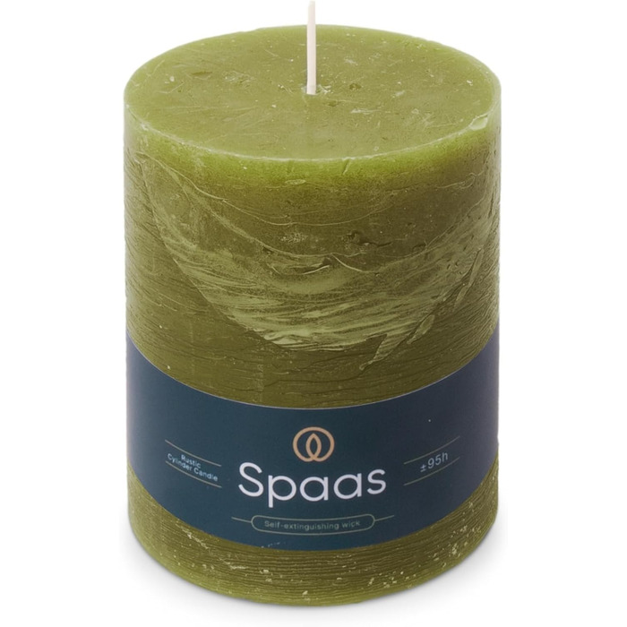 Свічка Spaas Rustic Pillar, 100/130 мм, 95 год, чорна (оливково-зелена)