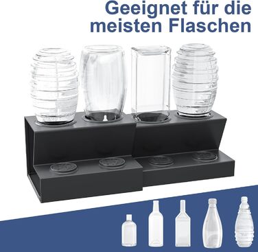 Тримач для пляшок APEXCHASER SodaStream, тримач для пляшок, підставка для зливу пляшок, сушарка для пляшок із силіконовими захисними кільцями знімний дренажний килимок і тримач кришки (4 пляшки)