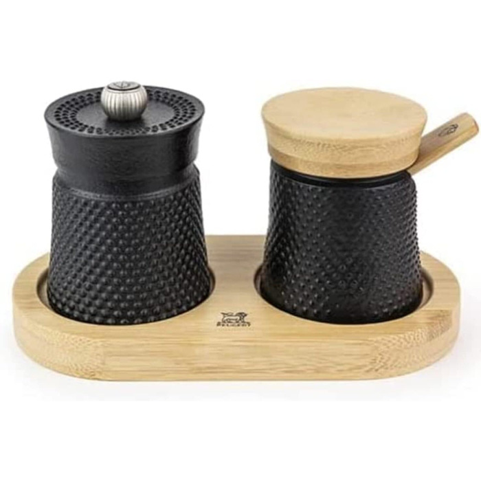 Ручний млин для перцю Peugeot Bali Fonte, класичне регулювання помелу, висота чавун, 35402 (один розмір, одинарний, чорний/натуральний)