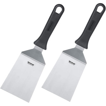 Набір Westmark, 2 шт. 2 професійні токарі/лопатки для гриля (кутові, жорсткі) з перфорованим та закритим лезом, нержавіюча сталь/пластик, Master Line, чорний/сріблястий, 134422E6, 29 см (закриті, 2 шт. )