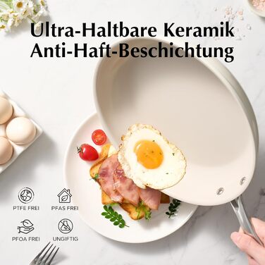 Набор из 3 керамических индукционных сковородок 20/24/28 см, бежевый Redchef