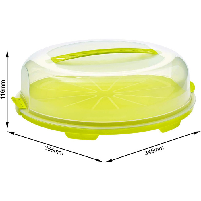 Купол для коржів Rotho Fresh, пластик (PP), без BPA, (35,5 x 34,5 x 11,6 см) (зелений/прозорий)