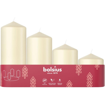 Свічки 4 шт. Bolsius Smooth Pillar