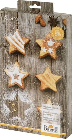 Форма для випічки у вигляді зірочок середня, червона, 17 x 29,5 x 3,5 см, RBV Birkmann