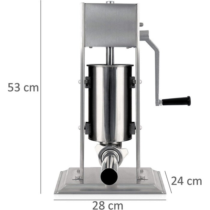 Професійна машина для наповнення ковбас Zelsius з нержавіючої сталі (3 літри, срібло) чотири різні труби для наповнення, наповнювач для ковбас, прес для ковбас, ковбасна машина з 2-швидкісним редуктором, вентиляційним клапаном і рукояткою