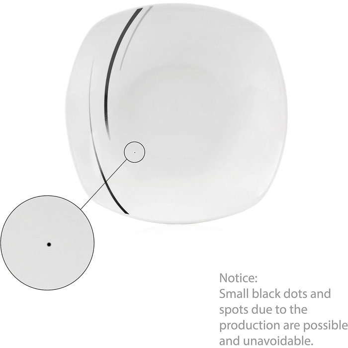СПІВАЧКА Порцеляновий столовий сервіз Bilgola Black Lines, набір посуду з 18 предметів на 6 персон, набір тарілок, квадратний столовий сервіз 18 шт.