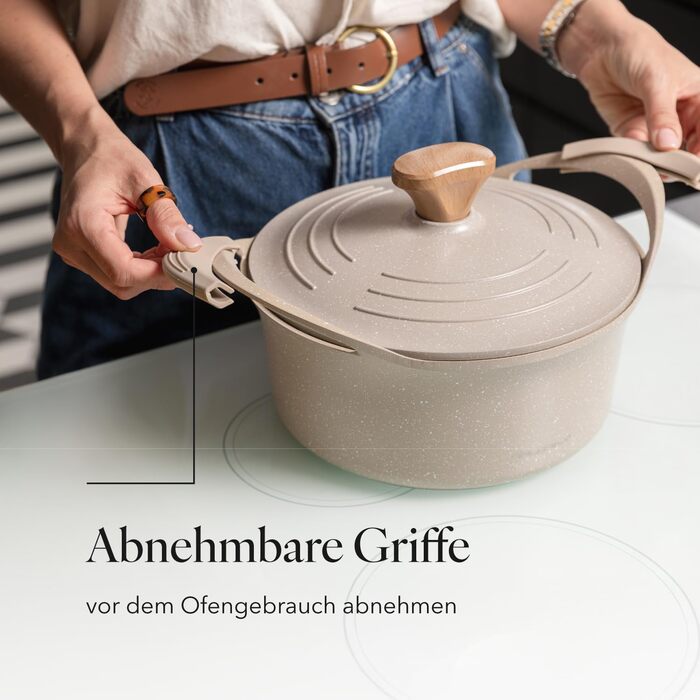 Алюмінієва каструля FLORINA 16 см 1,6 л Підходить для індукції Керамічне покриття, стійке до подряпин М&39яка ручка під дерево Термостійка Для всіх варильних поверхонь Легко миється (OSLO, 4,3 л - 24 см)