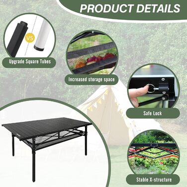 Складаний алюмінієвий кемпінговий стіл 140 х 70 см POEPORE