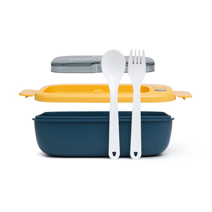 Ланч-бокс Fissman з двома відділенням 20,5х13х6,5 см / 1000 мл, колір жовтий пластик (16742)