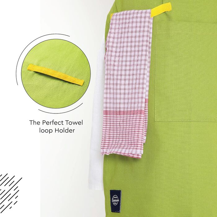 Регулируемый кухонный передник с карманами 68 x 85 см лаймово-зеленый Encasa XO