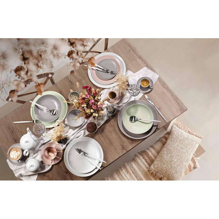 Миска для пластівців Seltmann Weiden Amina, 15 см, кругла десертна миска з ніжним рельєфним візерунком, придатна для миття в посудомийній машині та використання в мікрохвильовій печі, порцеляна, зелений (рожевий), 6 предметів (1 упаковка)