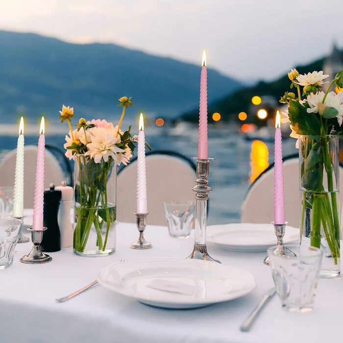 Набір з 4 конічних спіральних свічок 2,2 x 25 см, рожевий мікс Love Topsics