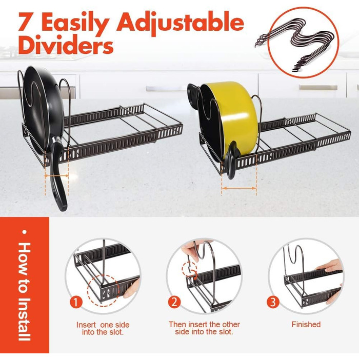 Подставка для посуды раздвижная 58,5 x 18 см, на 7 отделений, черная Masthome
