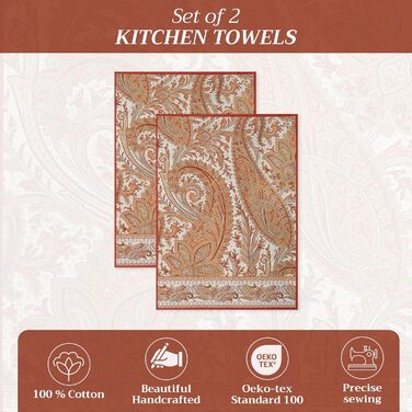 Набір із 3 багатоцільових кухонних рушників Maison d&39 Hermine Rural Christmas, 100 бавовна Барні рушники День подяки/Різдво (50 см x 70 см) (Кашмірський пейслі)