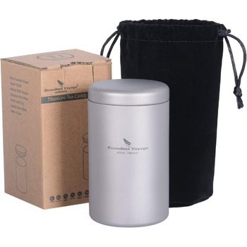 Каністри для кави iBasingo Titanium Tea Caddy 35 мл Small Tea Caddy Портативний міні-олов'яний скляний контейнер для зберігання кавового порошку Для подорожей на відкритому повітрі Маленька вишукана баночка для спецій із сіллю та перцем Ti3200D (B-Ti3210D