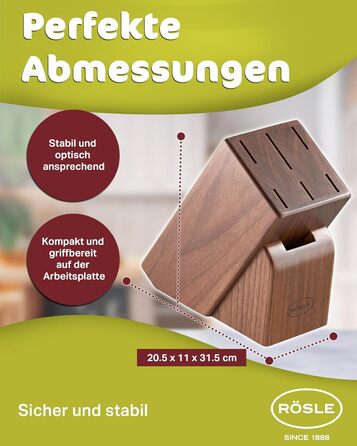 Блок ножів RSLE Basic Line - Високоякісний 6-предметний бамбуковий блок ножів з 5 кухонними ножами, набором гострих ножів зі спеціальної сталі та ергономічними ручками. Базовий 6-предметний блок ножів (7-предметний блок ножів Passion)