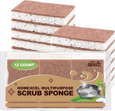 Набір натуральні губки для чищення кухні 12 шт. 10,2 x 6,1 x 2 см HOMEXCEL