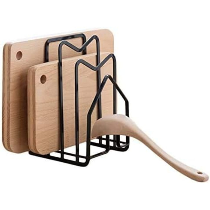 Металлическая стойка для для кухонной столешницы, 12,5 x 14,5 x 21,5 см, (черный с 2 клейкими крючками) LINFIDITE