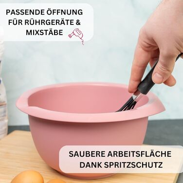 Миска для змішування та випікання з двокомпонентною кришкою, 2,5 л, з носиком, пластикова, біла/яблучно-зелена, 3153227A (рожева, без кришки)