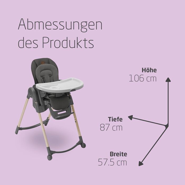 Дитячий стільчик для годування від 0 до 14 чорно-сірий Minla Maxi-Cosi