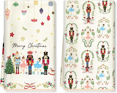 Набір з 2 різдвяних кухонних рушників 60 x 40 см Лускунчики Arquiel