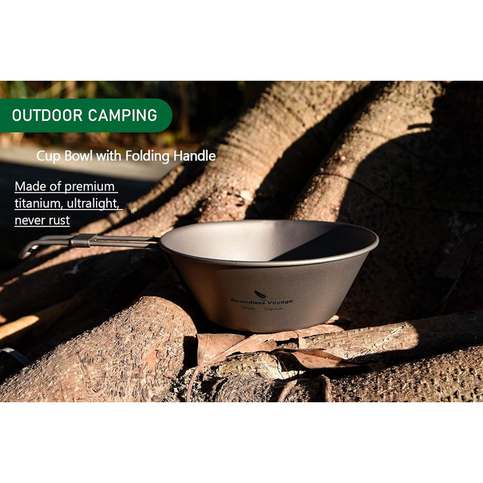 Мл / 450 мл Титановая чаша для чаши Легкая посуда для кемпинга со складной ручкой и носиком против капель Прочная наружная походная мини-посуда для пикника (чашка Ti1087T-300 мл), 300