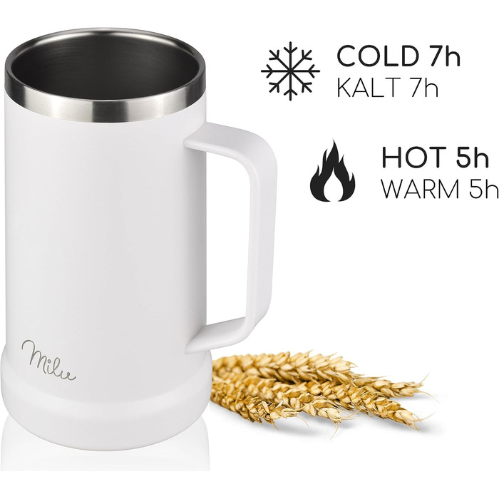 Термокухоль для пива 700 мл білий Milu