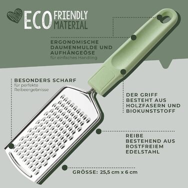Терка ручная 27 см зеленая Ecolution Fackelmann