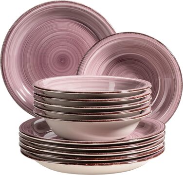 Набор тарелок на 6 персон в современном винтажном стиле, столовый сервиз из 12 предметов, ручная роспись, керамогранит (ягоды)