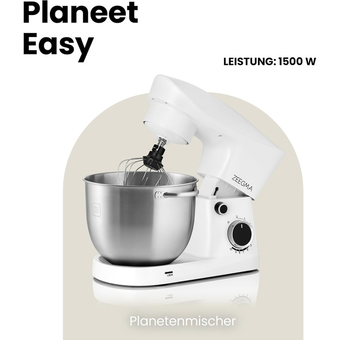 Кухонный комбайн-миксер 1500 Вт 5,2 л белый Planeet Easy Zeegma