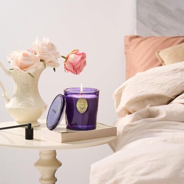 Ароматна свічка M&SENSE Лісова хатина, ароматичні свічки у склянці, натуральна соєва свічка, час горіння 55 годин, подарункові свічки для жінок та чоловіків, подарункова свічка (лаванда та цитрус, 260 г)