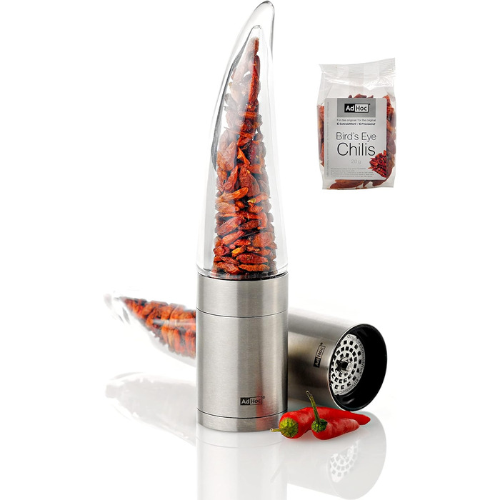 Млин для перцю чилі 20,5 см, подарунковий набір з 20 г перцю чилі, Pepe AdHoc