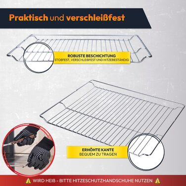 НАБІР деко 465 x 375 x 26 мм і решітка для гриля підходить для духовки Bosch Siemens 17008354, 00662999 решітка для гриля 00574876, емальоване, висувне, деко для випікання, деко для випічки, деко для торта, деко для піци (1 решітка для гриля)