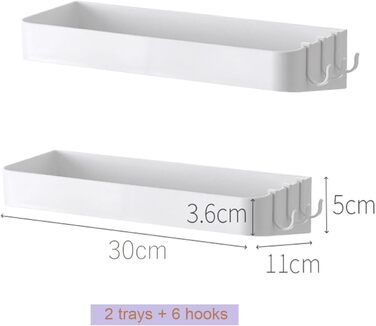 Полиця для ванної самоклеюча, набір 2 предмети, білий YUHIAKE