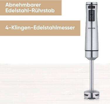 Аккумуляторный ручной блендер с комплектом премиум-класса, семный блендер, с погружным блендером, мультиизмельчителем, кувшином-блендером, толкушкой и венчиком для картофеля, черная/матовая нержавеющая сталь, SM 3775 (1 000 Вт, включая аксессуары премиум-