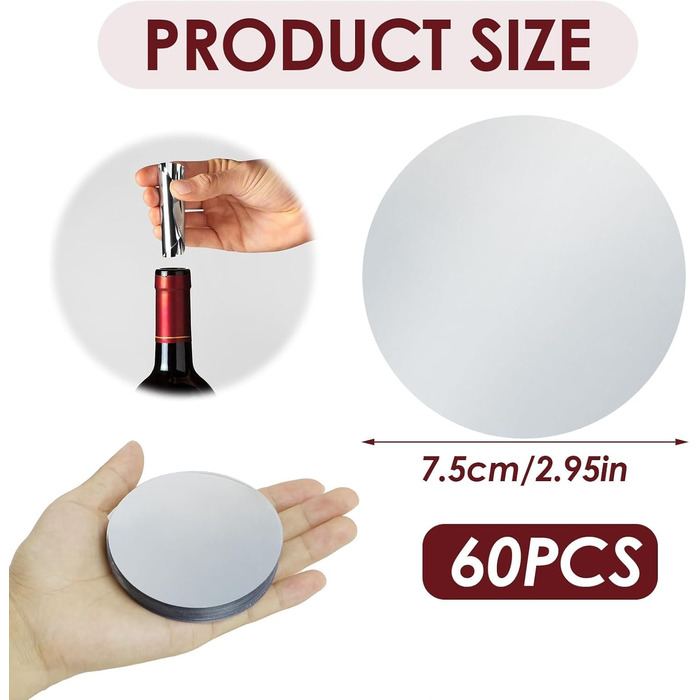 Наливники для вина, 60 шт. , диски для наливання вина, що не протікають, багаторазові, диски для наливання винних пляшок, для вечірок, весілля, дня народження, напоїв, оливкової олії, 75 мм