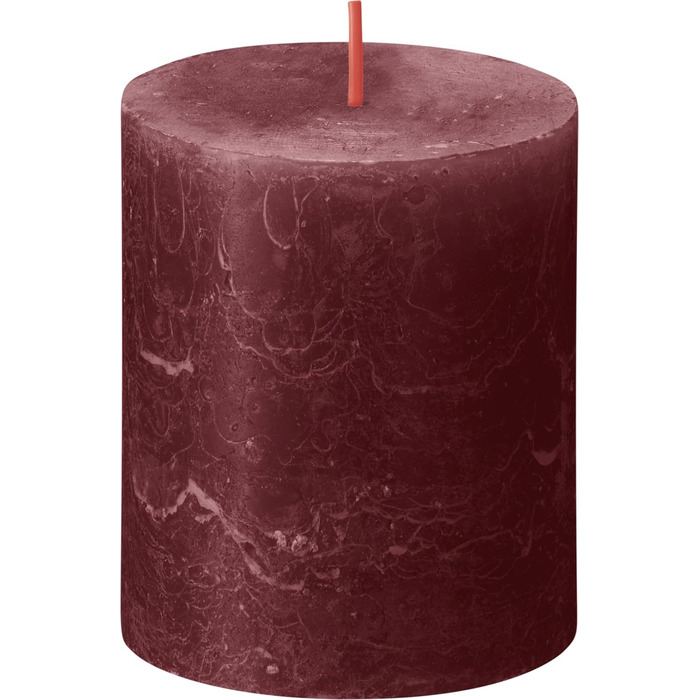 Свічки Bolsius Rustic Pillar - Оливково-зелені - Набір з 4 шт. - Декоративні побутові свічки - Час горіння 60 годин - Без запаху - Натуральний рослинний віск - Без пальмової олії - Оливково-зелені (8 x 7 см, темно-червоні)