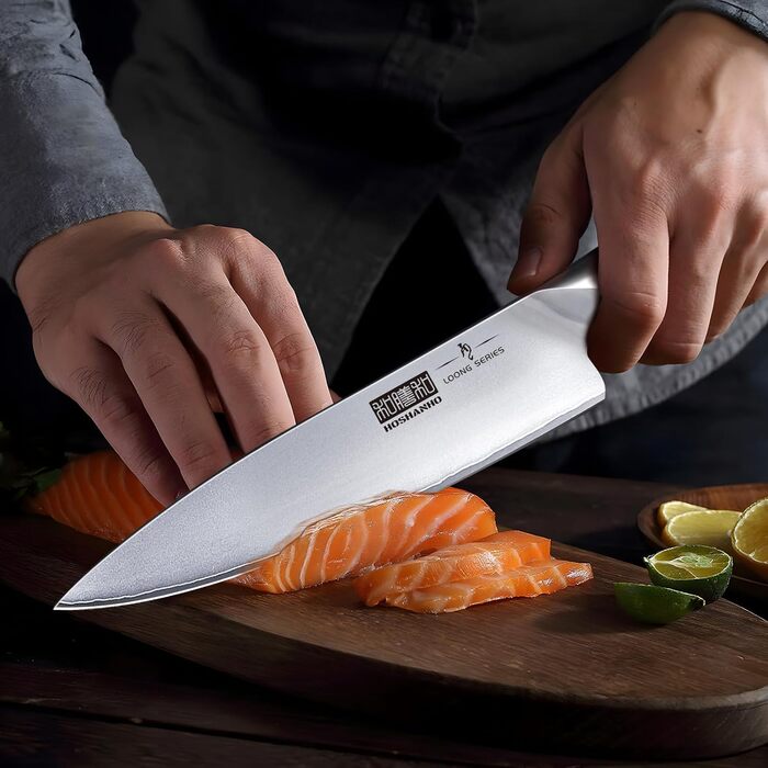 Набор профессиональных ножей с точилкой и подставкой, 16 предметов, серебристые HOSHANHO