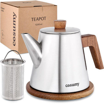 Чайник заварювальний 1,2 л з фільтром для чаю та підставкою Cosumy