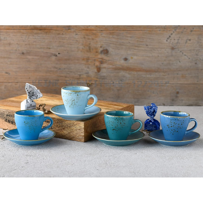 Серія Nature Collection Набір чашок для бістро, 8 предметів (набір еспресо, аква), 23699